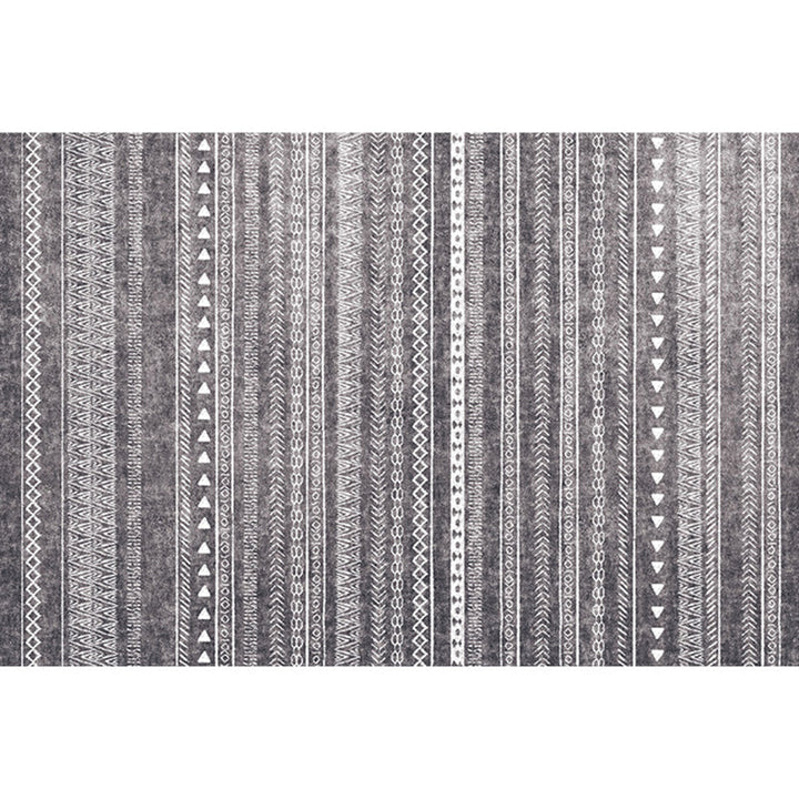 Lisslune | Bohemian Living Room Rug Multicolor Geometric Pattern Rug Polyester Non-Slip Mat Pet-Friendly Indoor Rug