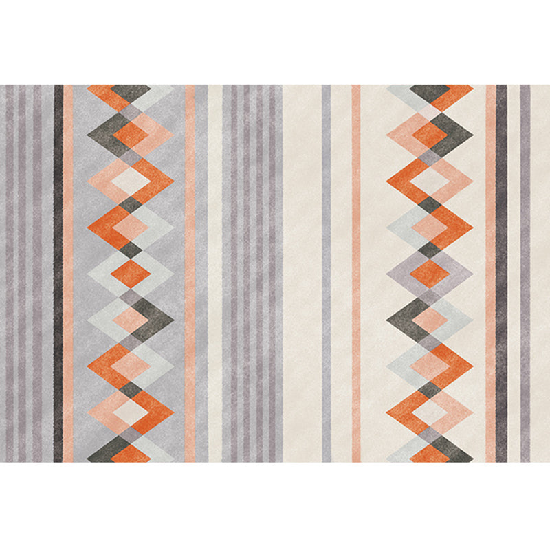 Lisslune | Bohemian Living Room Rug Multicolor Geometric Pattern Rug Polyester Non-Slip Mat Pet-Friendly Indoor Rug