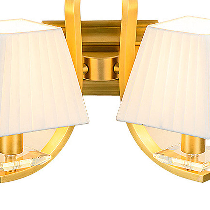 Skørter | Trapezium Fabric Shade Wall Lamp Vintage 1/2-Head Bedroom Wall Mount Lamp in Gold