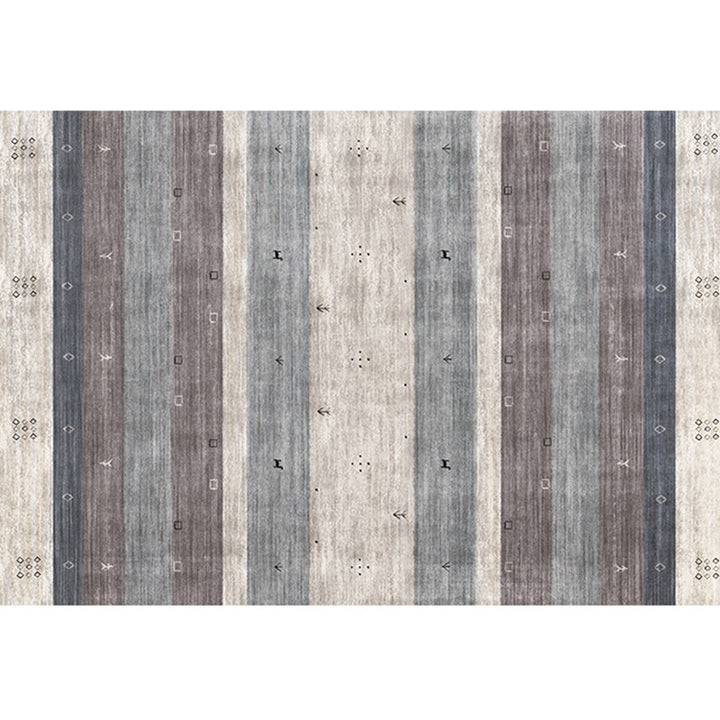 Lisslune | Bohemian Living Room Rug Multicolor Geometric Pattern Rug Polyester Non-Slip Mat Pet-Friendly Indoor Rug