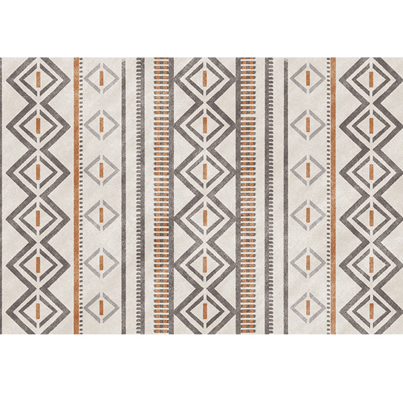 Lisslune | Bohemian Living Room Rug Multicolor Geometric Pattern Rug Polyester Non-Slip Mat Pet-Friendly Indoor Rug