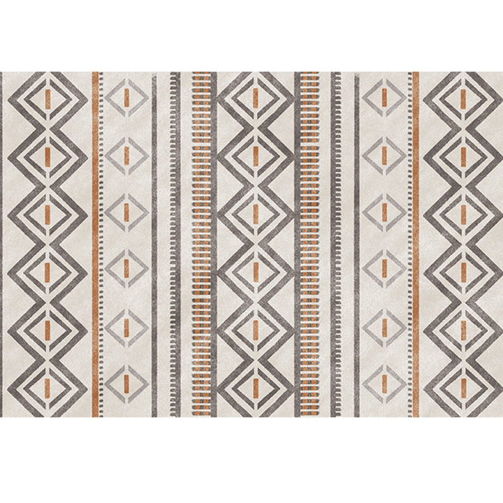 Lisslune | Bohemian Living Room Rug Multicolor Geometric Pattern Rug Polyester Non-Slip Mat Pet-Friendly Indoor Rug