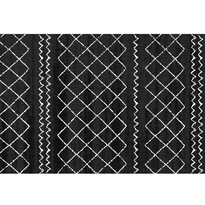 Lisslune | Bohemian Living Room Rug Multicolor Geometric Pattern Rug Polyester Non-Slip Mat Pet-Friendly Indoor Rug