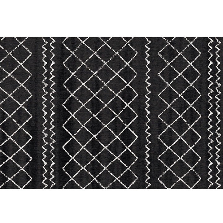 Lisslune | Bohemian Living Room Rug Multicolor Geometric Pattern Rug Polyester Non-Slip Mat Pet-Friendly Indoor Rug