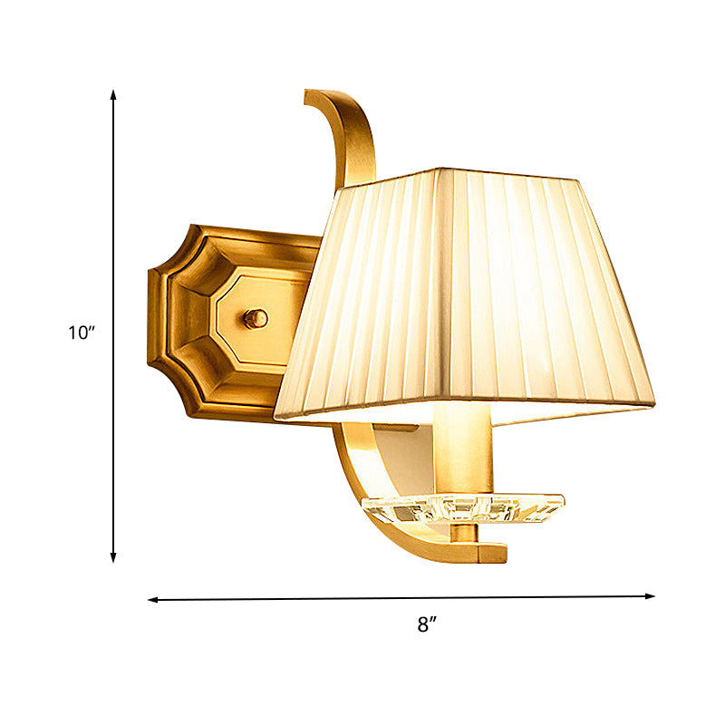 Skørter | Trapezium Fabric Shade Wall Lamp Vintage 1/2-Head Bedroom Wall Mount Lamp in Gold