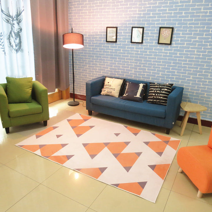 Lisslune | Nordic living room carpet Multicolored Geometric pattern Indoor carpet Synthetic Non-slip Pet-friendly Washable carpet