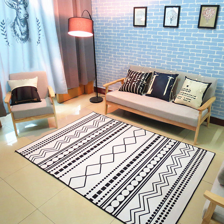 Lisslune | Nordic living room carpet Multicolored Geometric pattern Indoor carpet Synthetic Non-slip Pet-friendly Washable carpet