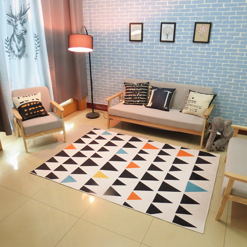 Lisslune | Nordic living room carpet Multicolored Geometric pattern Indoor carpet Synthetic Non-slip Pet-friendly Washable carpet