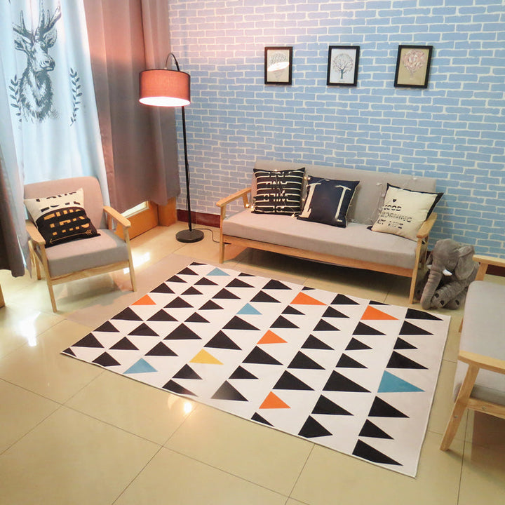 Lisslune | Nordic living room carpet Multicolored Geometric pattern Indoor carpet Synthetic Non-slip Pet-friendly Washable carpet
