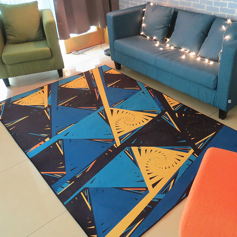 Lisslune | Nordic living room carpet Multicolored Geometric pattern Indoor carpet Synthetic Non-slip Pet-friendly Washable carpet
