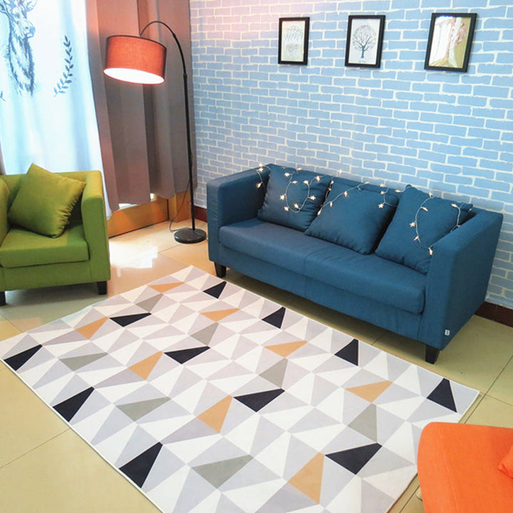 Lisslune | Nordic living room carpet Multicolored Geometric pattern Indoor carpet Synthetic Non-slip Pet-friendly Washable carpet