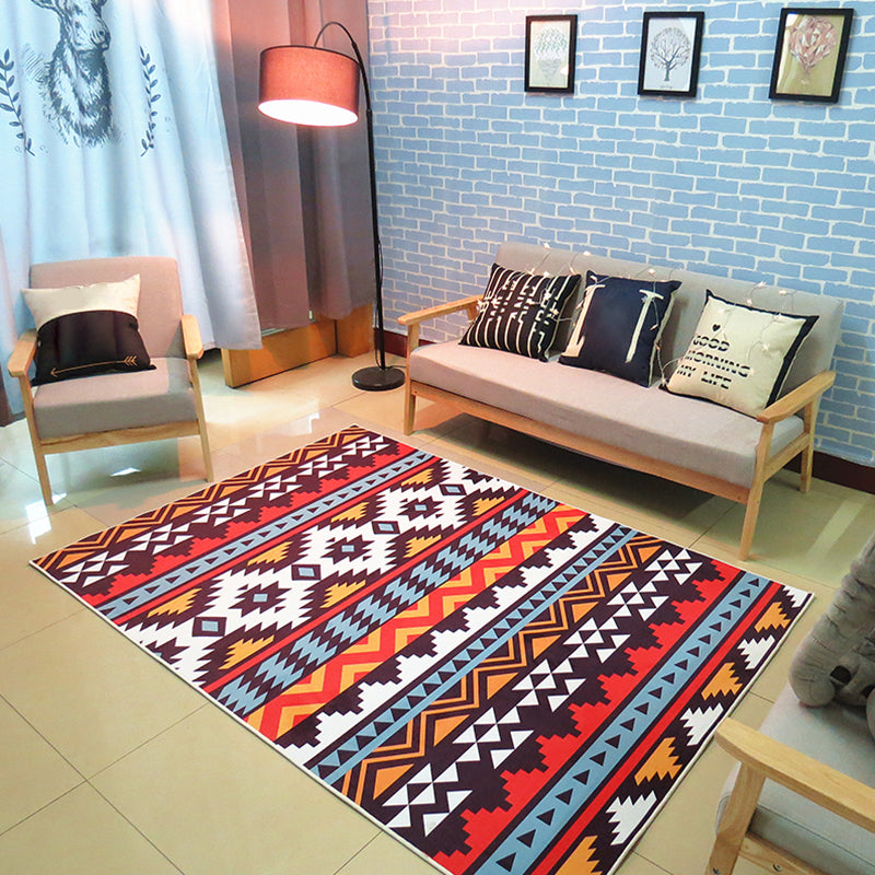 Lisslune | Nordic living room carpet Multicolored Geometric pattern Indoor carpet Synthetic Non-slip Pet-friendly Washable carpet