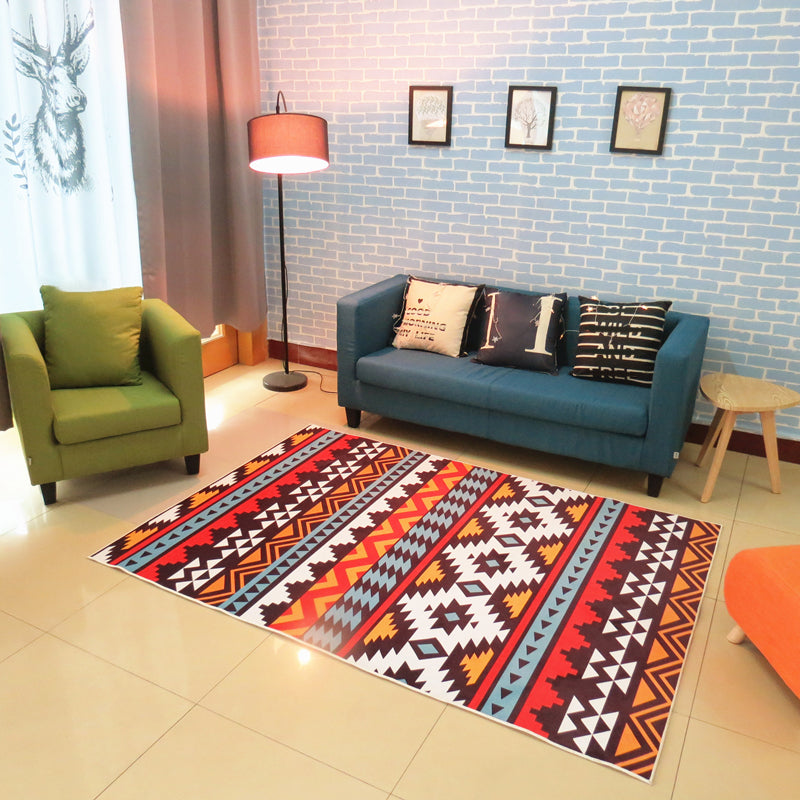Lisslune | Nordic living room carpet Multicolored Geometric pattern Indoor carpet Synthetic Non-slip Pet-friendly Washable carpet