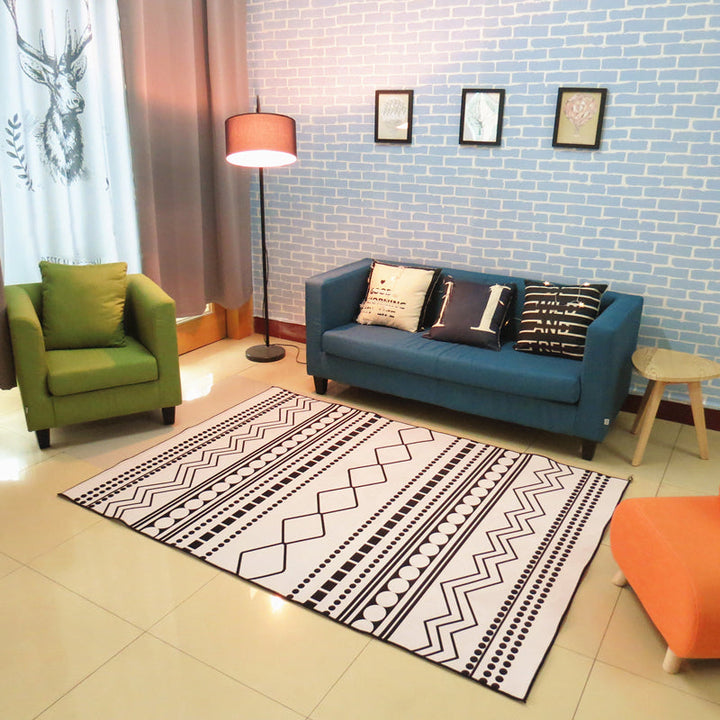 Lisslune | Nordic living room carpet Multicolored Geometric pattern Indoor carpet Synthetic Non-slip Pet-friendly Washable carpet