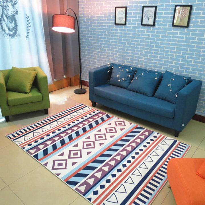 Lisslune | Nordic living room carpet Multicolored Geometric pattern Indoor carpet Synthetic Non-slip Pet-friendly Washable carpet