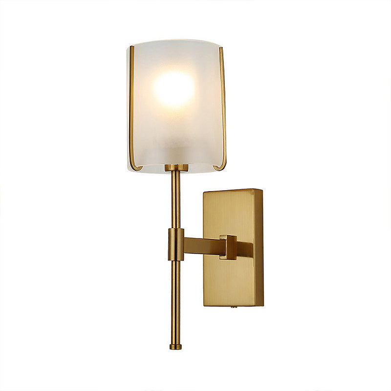 Skørter | Fabric Shade Gold Wall Lamp Cylinder Single Head Simple Wall-mounted Lighting Fixture for Living Room