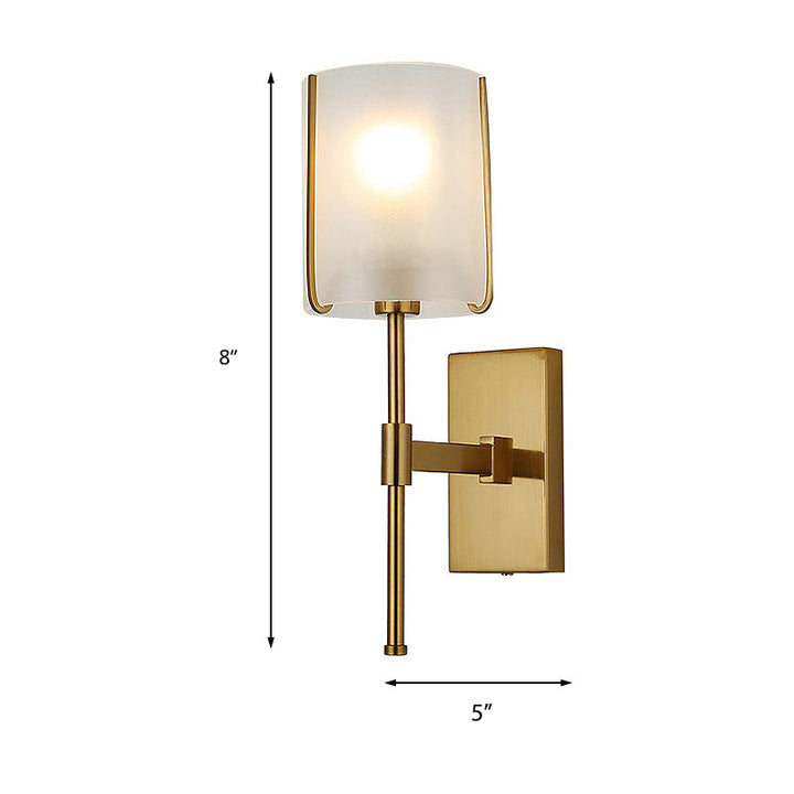 Skørter | Fabric Shade Gold Wall Lamp Cylinder Single Head Simple Wall-mounted Lighting Fixture for Living Room