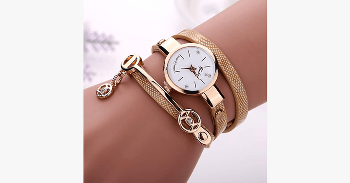 Lisslune | Gold Charm Wrap Watch - Multicolored vegan leather watch for stylish people