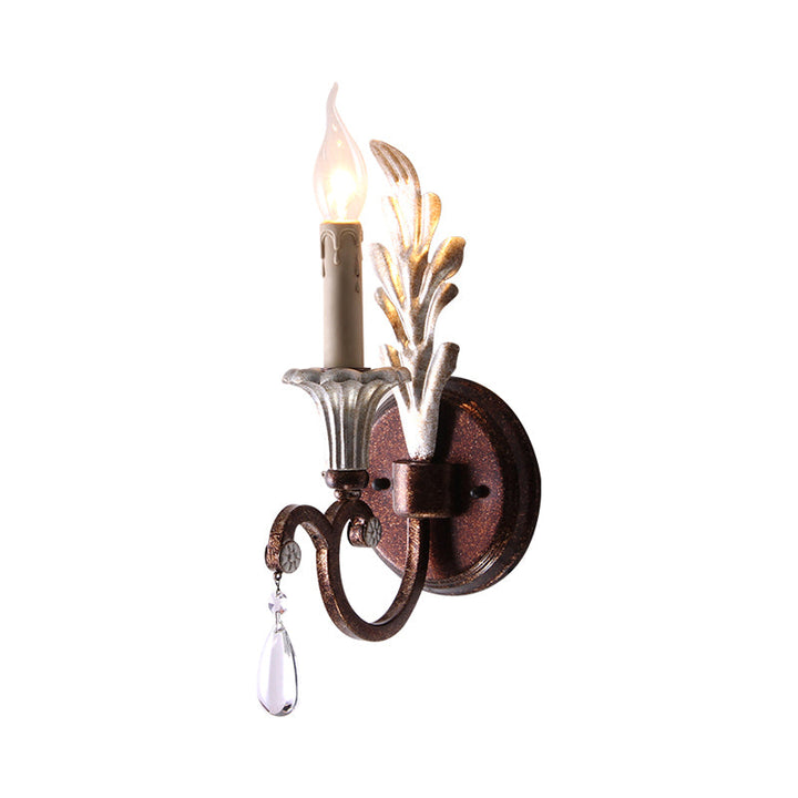Skørter | Metal Rock Wall Lamp Exposed Bulb 1-Light Vintage Wall Lighting for Bedroom with Crystal Drop
