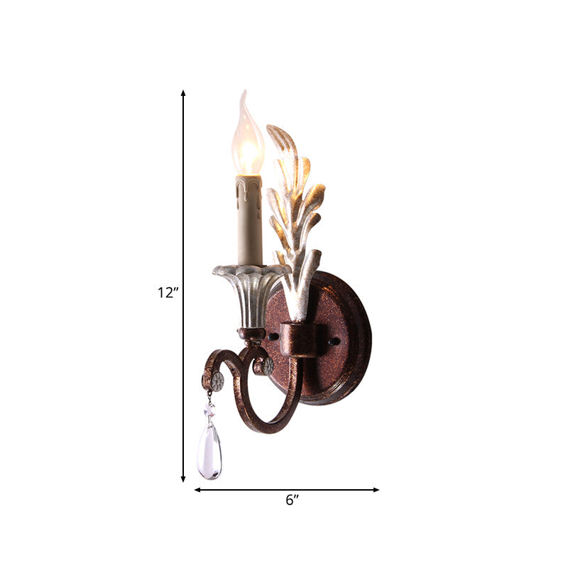 Skørter | Metal Rock Wall Lamp Exposed Bulb 1-Light Vintage Wall Lighting for Bedroom with Crystal Drop