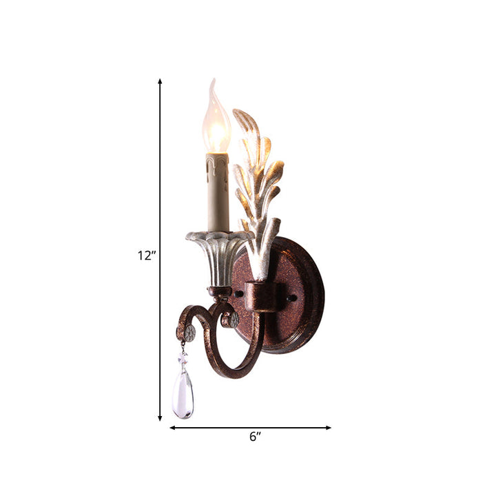 Skørter | Metal Rock Wall Lamp Exposed Bulb 1-Light Vintage Wall Lighting for Bedroom with Crystal Drop