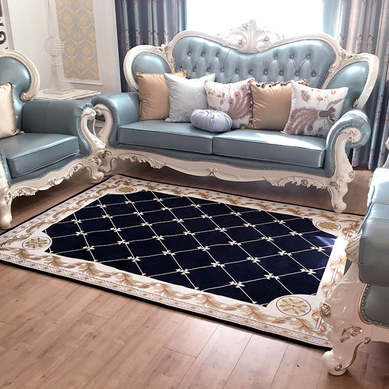 Lisslune | Retro geometric pattern carpet Multicolor Polyester indoor mat non-slip pet friendly maintenance friendly rug for home