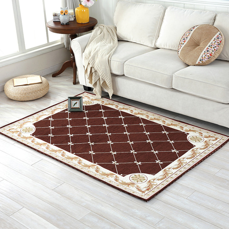 Lisslune | Retro geometric pattern carpet Multicolor Polyester indoor mat non-slip pet friendly maintenance friendly rug for home