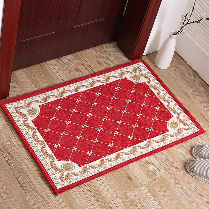 Lisslune | Retro geometric pattern carpet Multicolor Polyester indoor mat non-slip pet friendly maintenance friendly rug for home