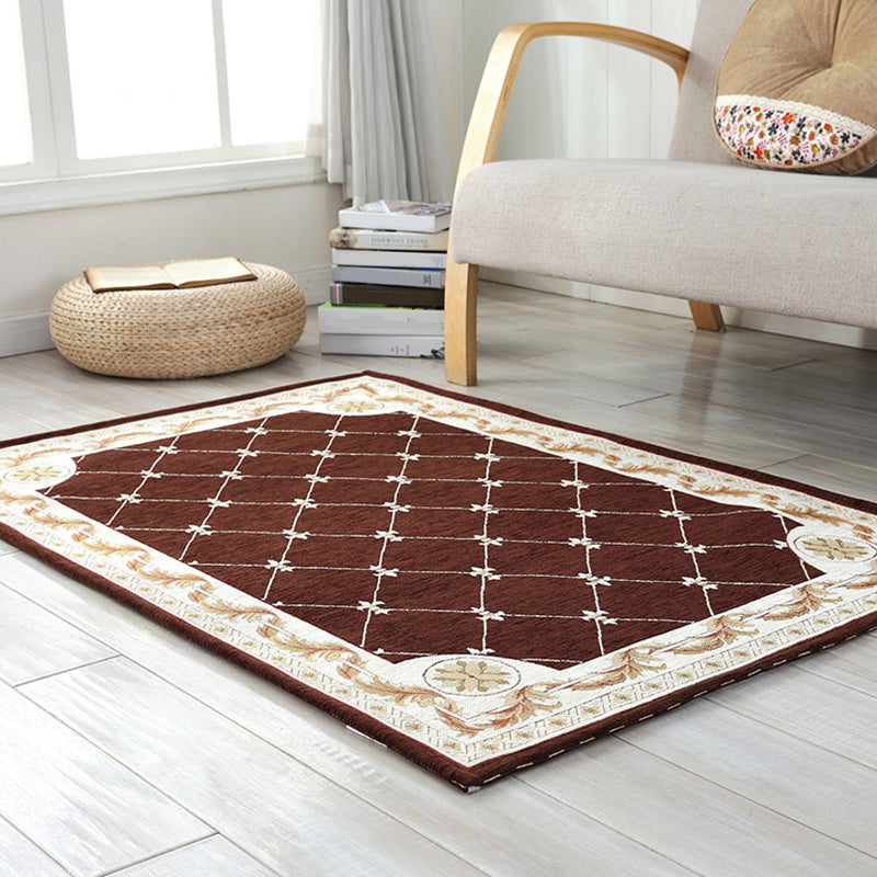Lisslune | Retro geometric pattern carpet Multicolor Polyester indoor mat non-slip pet friendly maintenance friendly rug for home