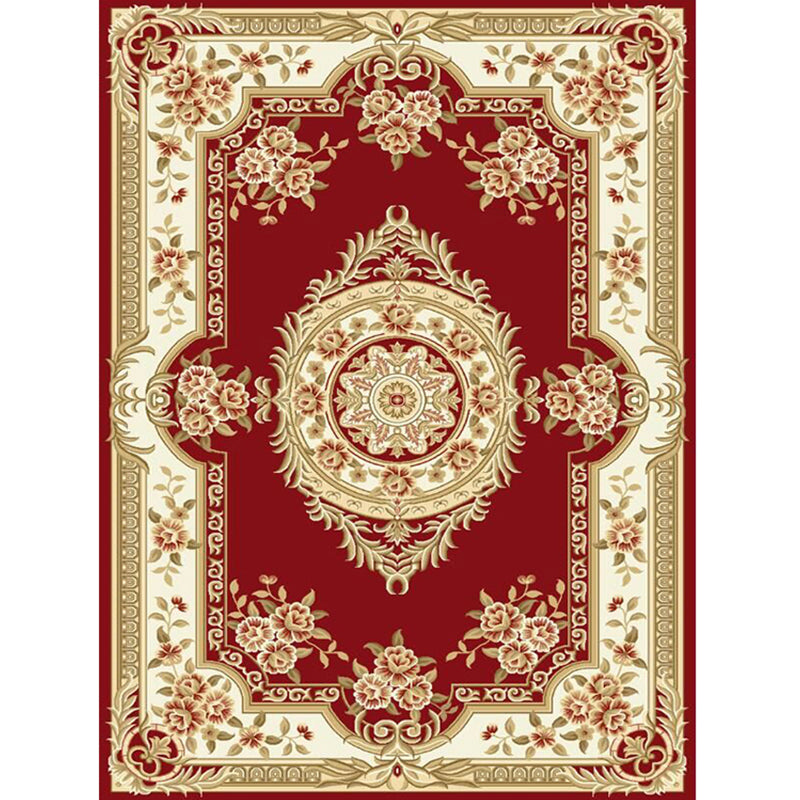 Lisslune | Antique Salon Carpet Multicolor Floral Pattern Carpet Polyester Non-Slip Backing Pet-Friendly Indoor Carpet