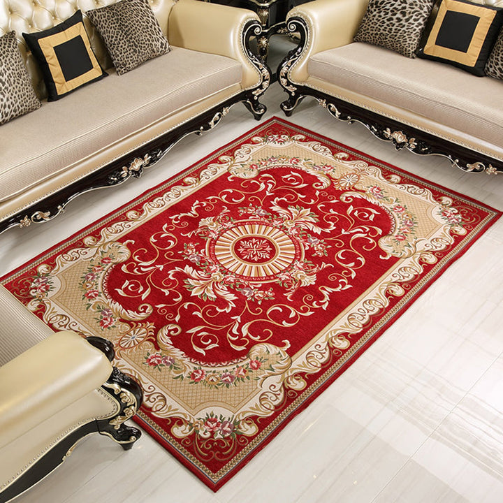 Lisslune | Shabby Chic Floral Rug Multicolored Synthetic Rug With Non-Slip Back Stain Resistant Washable Rug for Living Room