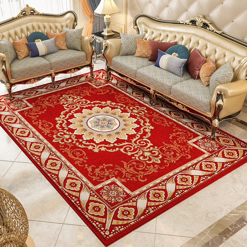 Lisslune | Shabby Chic Floral Rug Multicolored Synthetic Rug With Non-Slip Back Stain Resistant Washable Rug for Living Room