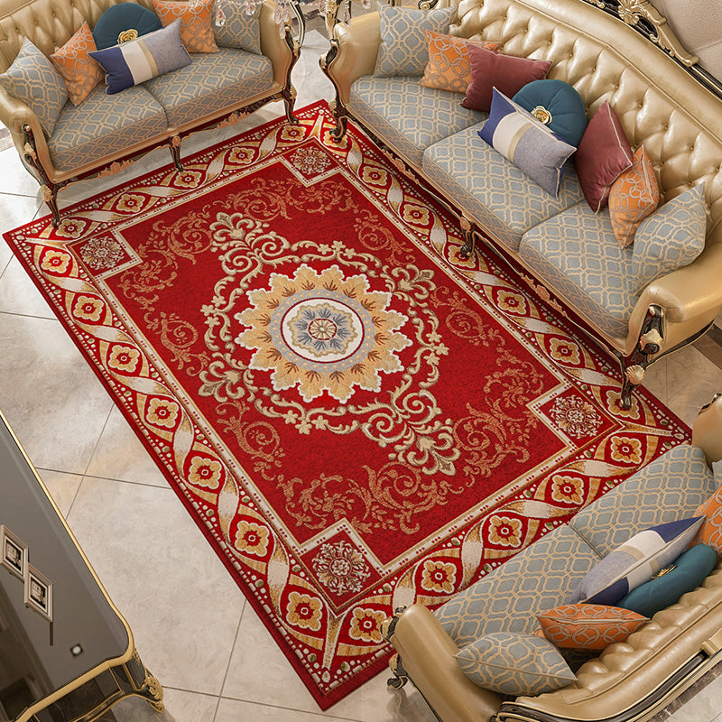 Lisslune | Shabby Chic Floral Rug Multicolored Synthetic Rug With Non-Slip Back Stain Resistant Washable Rug for Living Room