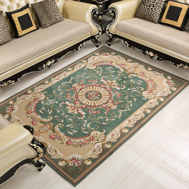 Lisslune | Shabby Chic Floral Rug Multicolored Synthetic Rug With Non-Slip Back Stain Resistant Washable Rug for Living Room