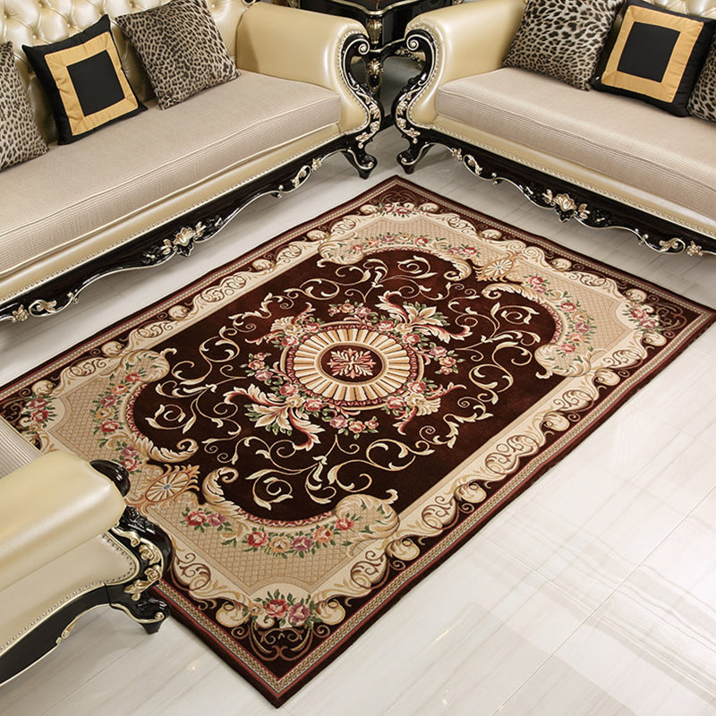 Lisslune | Shabby Chic Floral Rug Multicolored Synthetic Rug With Non-Slip Back Stain Resistant Washable Rug for Living Room