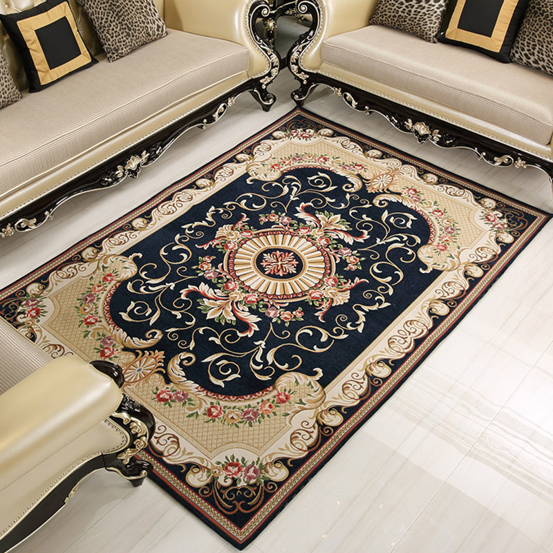 Lisslune | Shabby Chic Floral Rug Multicolored Synthetic Rug With Non-Slip Back Stain Resistant Washable Rug for Living Room