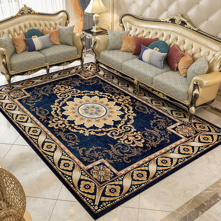 Lisslune | Shabby Chic Floral Rug Multicolored Synthetic Rug With Non-Slip Back Stain Resistant Washable Rug for Living Room