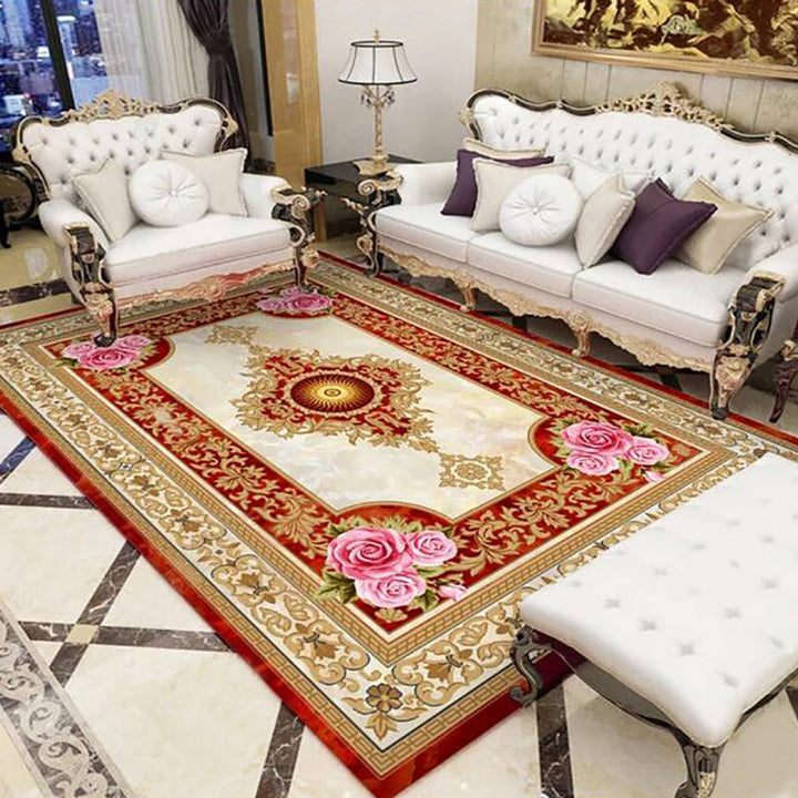 Lisslune | Olden Parlor Rug Multicolored Floral Pattern Rug Synthetic Maintenance Friendly Stain Resistant Washable Rug