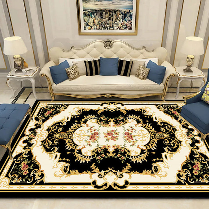 Lisslune | Olden Parlor Rug Multicolored Floral Pattern Rug Synthetic Maintenance Friendly Stain Resistant Washable Rug