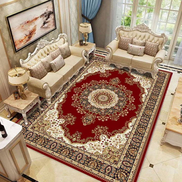 Lisslune | Retro Living Room Carpet Multicolor Flower Pattern Berber Carpet Polyester Non-Slip Backing Pet-Friendly Carpet