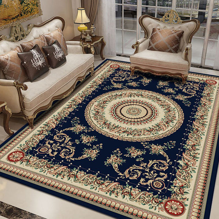 Lisslune | Retro Living Room Carpet Multicolor Flower Pattern Berber Carpet Polyester Non-Slip Backing Pet-Friendly Carpet