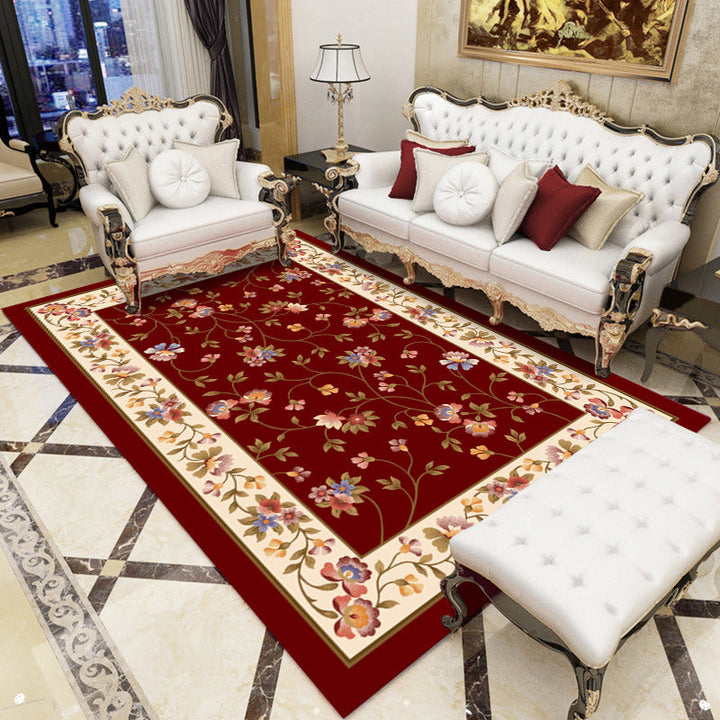 Lisslune | Retro Living Room Carpet Multicolor Flower Pattern Berber Carpet Polyester Non-Slip Backing Pet-Friendly Carpet