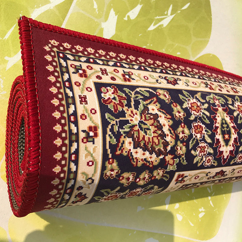 Lisslune | Retro Living Room Carpet Multicolor Flower Pattern Berber Carpet Polyester Non-Slip Backing Pet-Friendly Carpet