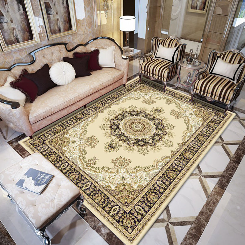 Lisslune | Retro Living Room Carpet Multicolor Flower Pattern Berber Carpet Polyester Non-Slip Backing Pet-Friendly Carpet