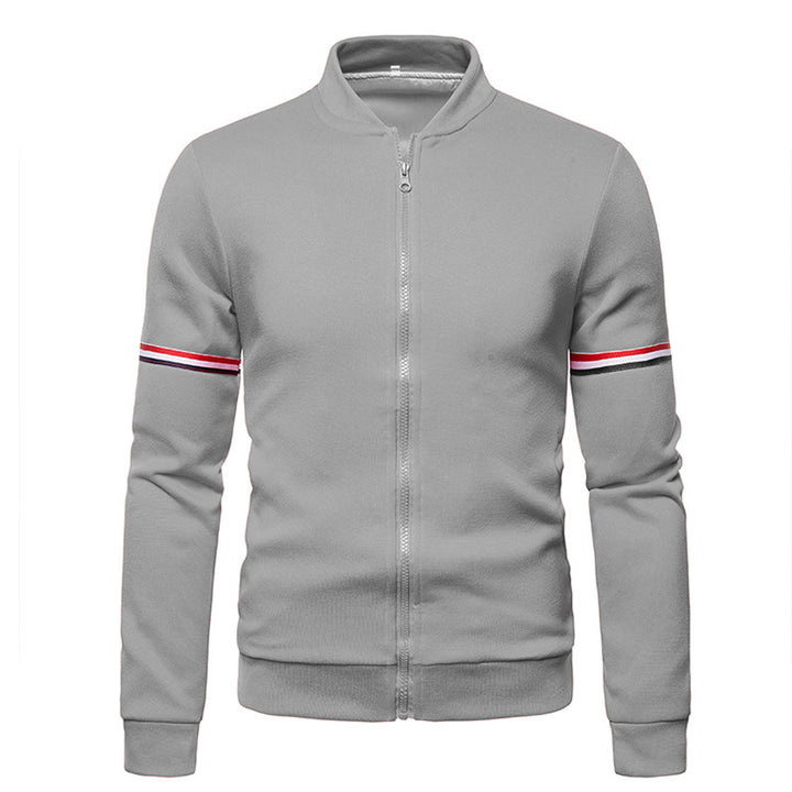 Men's sporty zip jacket with structured surface and contrast stripes Lisslune