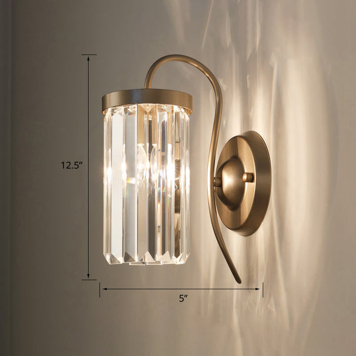 Skørter | Swan Neck Wall Lamp Modern Metal Wall Sconce Light Fixture with Cylindrical Crystal Shade