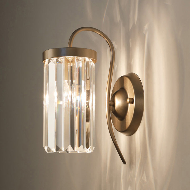 Skørter | Swan Neck Wall Lamp Modern Metal Wall Sconce Light Fixture with Cylindrical Crystal Shade