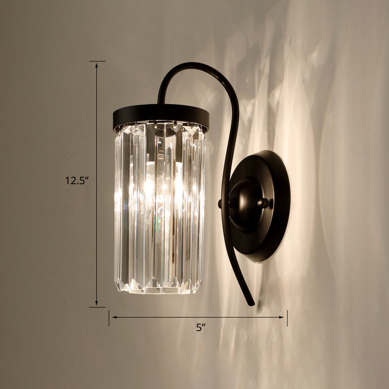 Skørter | Swan Neck Wall Lamp Modern Metal Wall Sconce Light Fixture with Cylindrical Crystal Shade