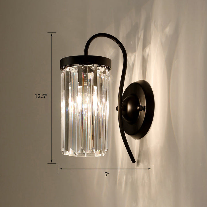 Skørter | Swan Neck Wall Lamp Modern Metal Wall Sconce Light Fixture with Cylindrical Crystal Shade