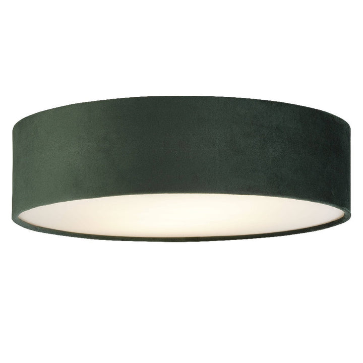Lisslune | Green Velvet & Opal Diffuser Vintage Round Flush Drum Light 38cm
